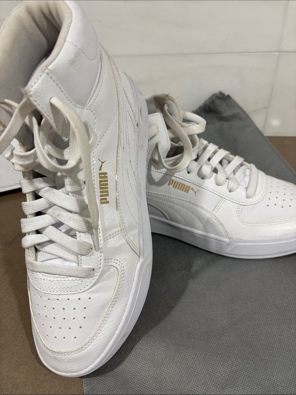 PUMA White Gold High Top Sneakers Men’s 8.5 EU 41 389594-01